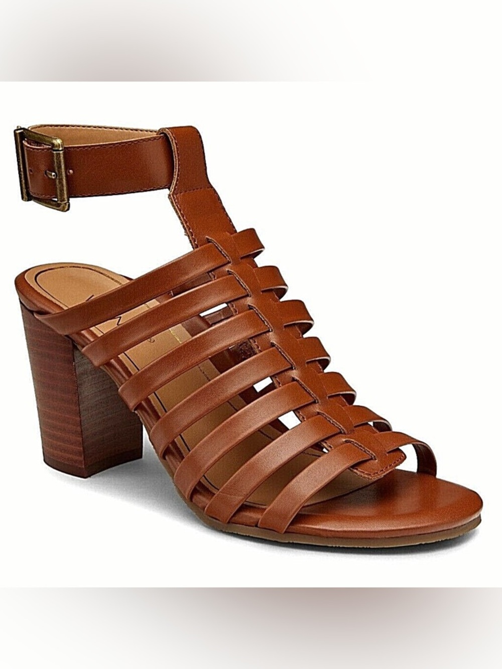 Vionic Women's Perk Sami Strappy Cage Heeled Sandal Cognac leather Women 6